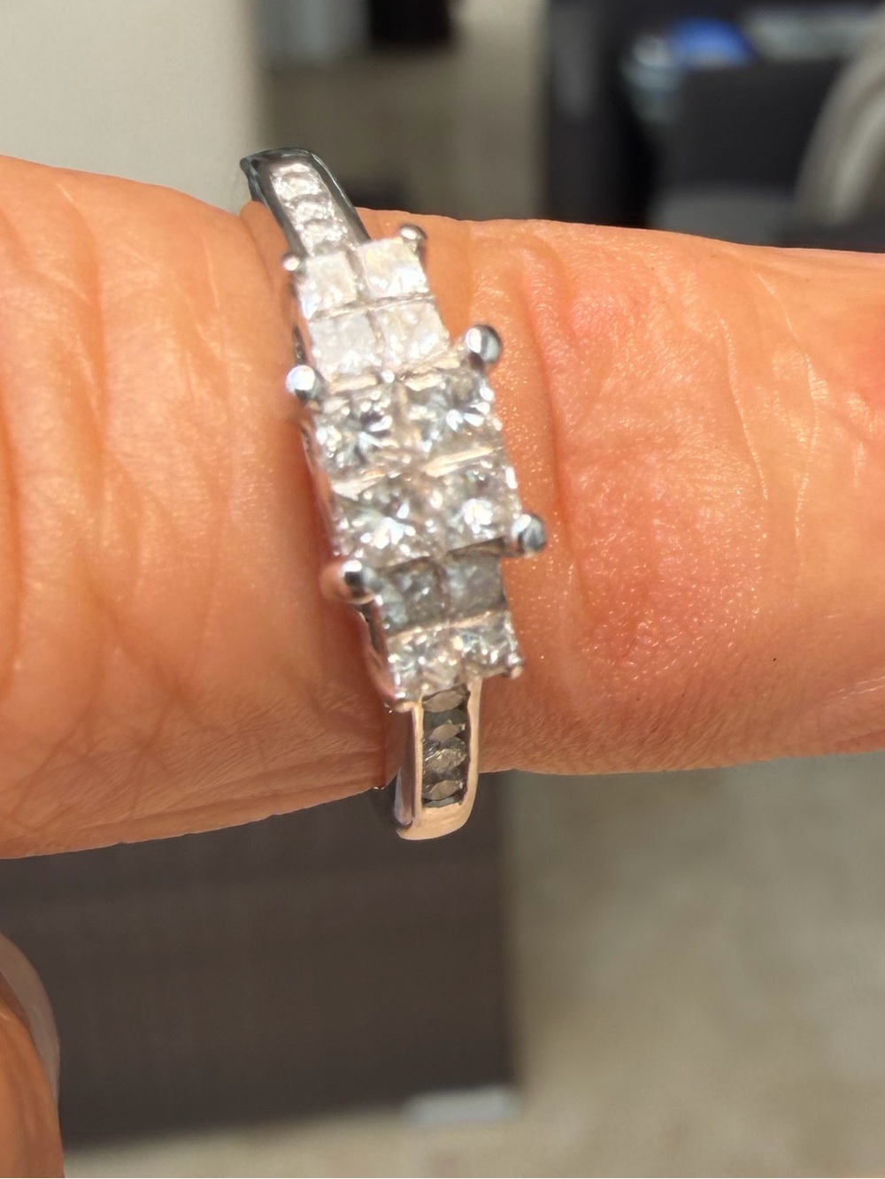 Diamond Statement Ring 14k White Gold. .55 ctw Natural Diamonds Size 6